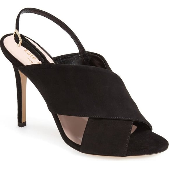 kate spade Shoes - KATE SPADE Open Toe Suede Faloma Heels like new